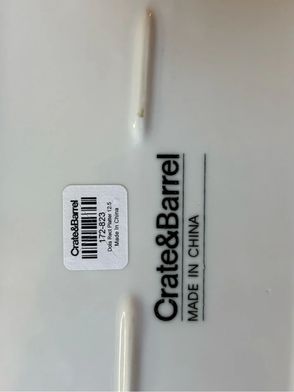 Crate&Barrel White Rectangular Ceramic Serving Platters (Set of 2)
